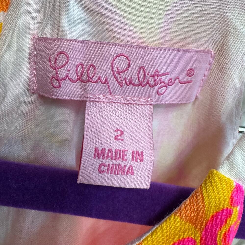 Lilly Pulitzer Annabelle Sunshine Yellow Sea And Be Seen Lace Shift Dress Sz 2 - Picture 9 of 10